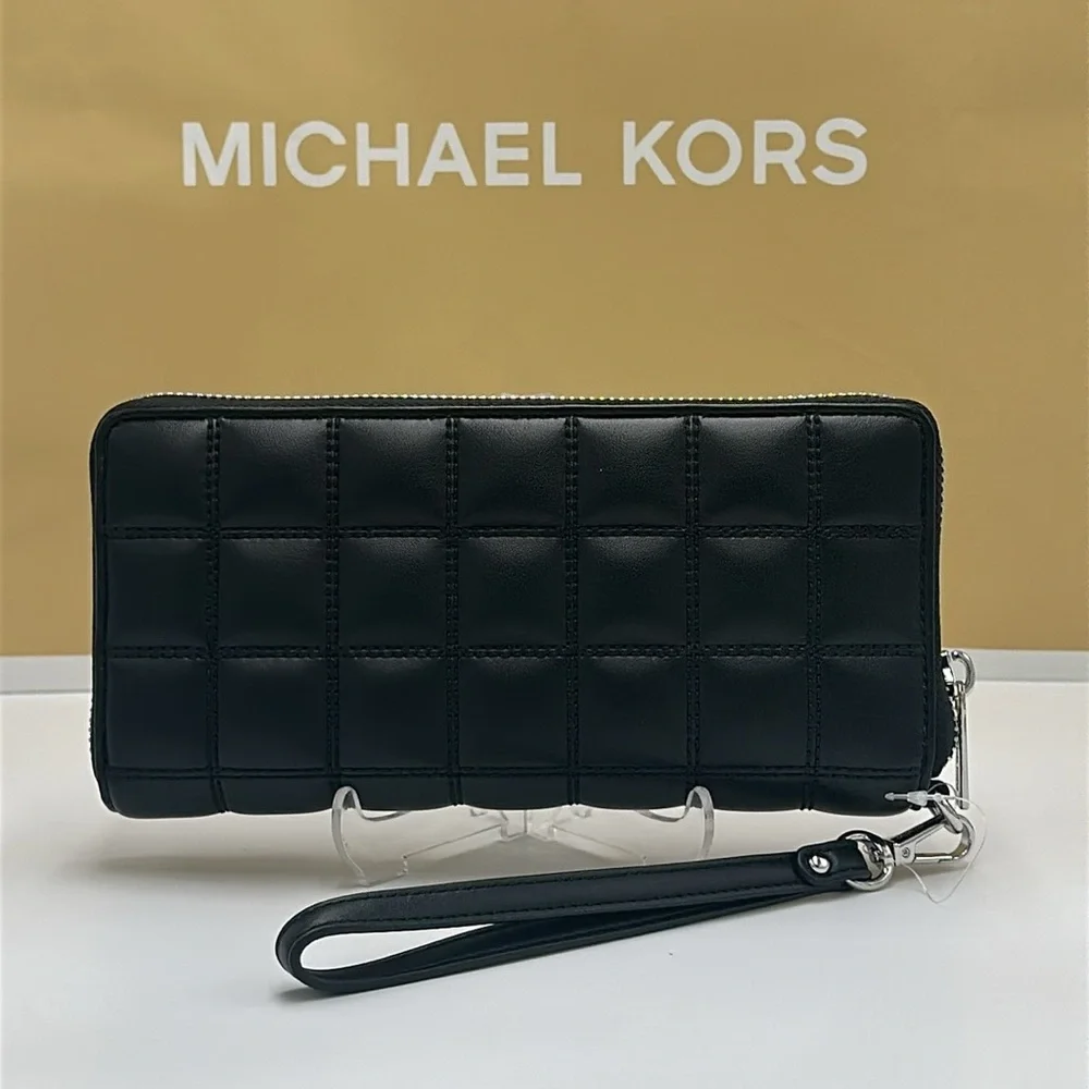 MICHAEL KORS Continental Wristlet Phone Case Wallet Black  NWT